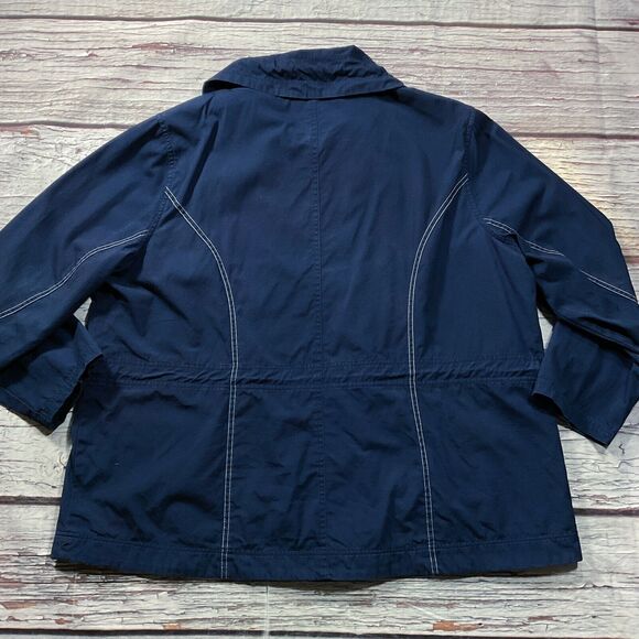 Oleg Cassini Womens Jacket sz 2X Navy Blue Zip Front Nautical Mesh Lined Pockets - Picture 10 of 10